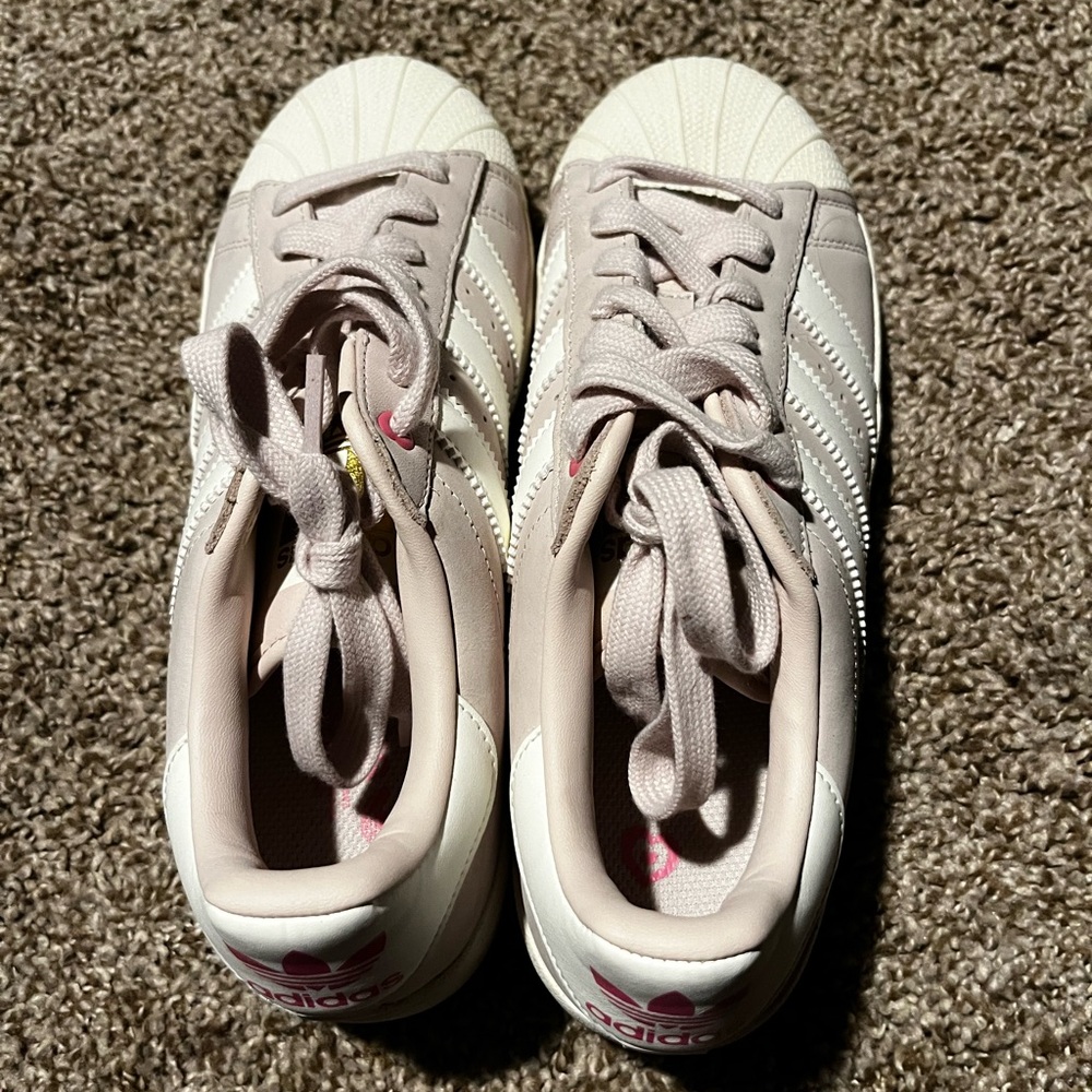 Adidas Light Pink and White Shoes